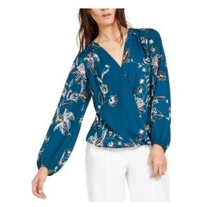 INC International Concepts Women's Floral-Print Surplice Top